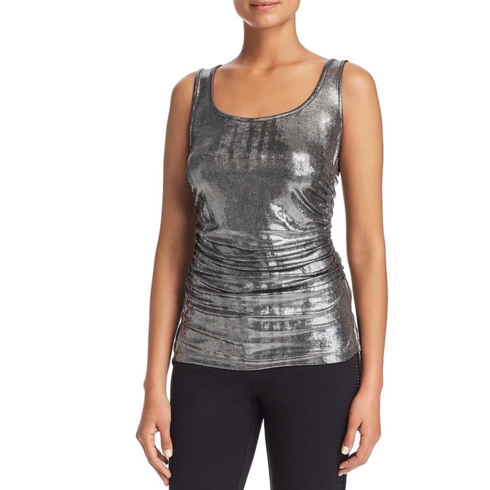 Le Gali Betsy Silver Metallic Ruched Top